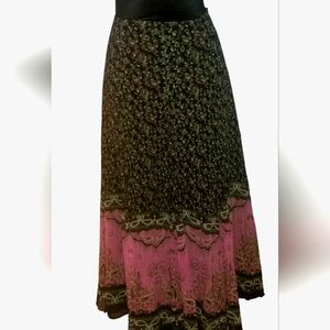 Spirit by Coldwater Creek Silk Midi Skirt.
